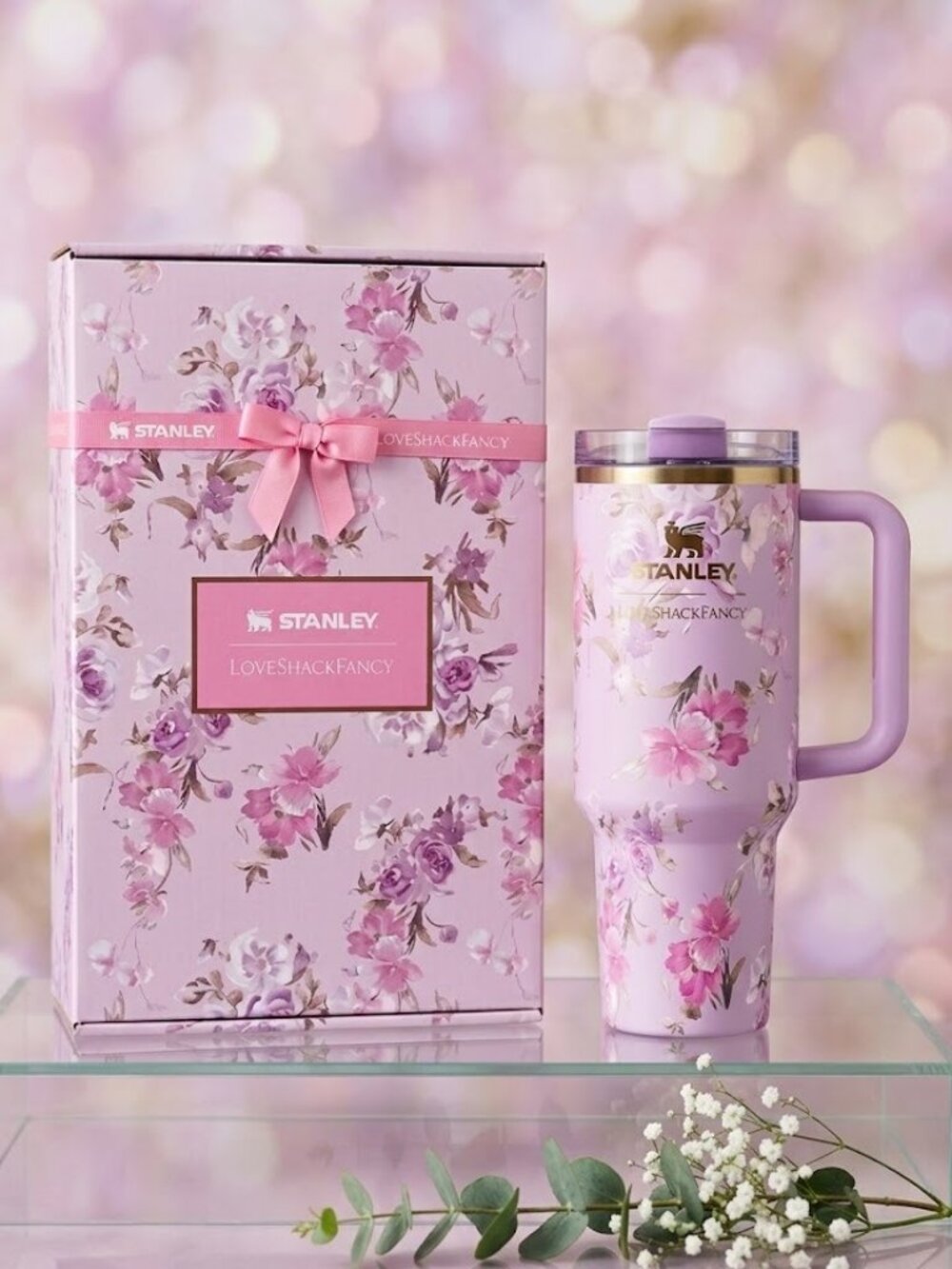 Stanley x LoveShackFancy 40 oz Quencher Happy Thoughts Rosa Beaux Purple